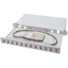 Digitus LWL Splice Box 1U with 12x LC OM4 - Grey, Steel Cable management panel