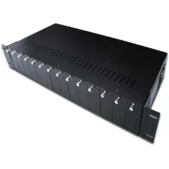 DIGITUS Media Converter Chassis 2HE 14-Slot - Black - Rack-Mount 2U Chassis