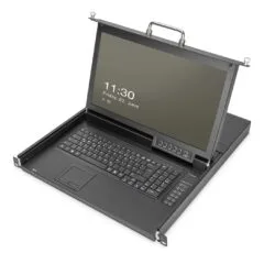 DIGITUS Modular HD LCD KVM Console with 17" TFT, 8-Port HDMI KVM, Touchpad, German Keyboard Layout