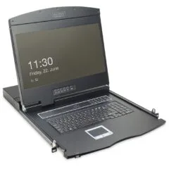 DIGITUS Modular KVM Console 19" TFT, 1-Port VGA & Touchpad - German Keyboard, Black