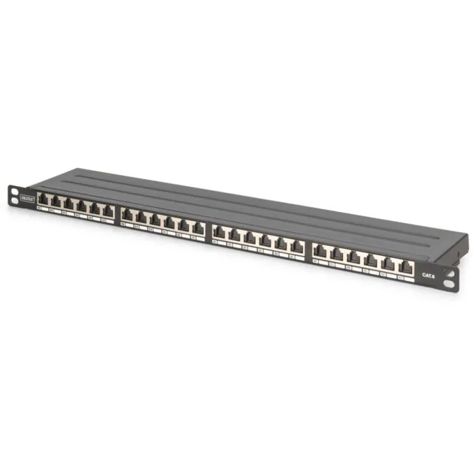 DIGITUS Patch Panel - 0.5HE 24-Port Cat6 Shielded Black — image 1