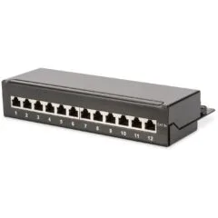 DIGITUS Patch Panel 1HE 12-Port Cat6A Shielded Black