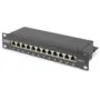 DIGITUS Patch Panel 1U 12-Port Cat6 Class E Shielded - Black