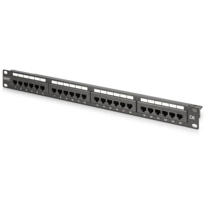 DIGITUS Patch Panel 1U 24-Port Cat6 Unshielded Black — image 1