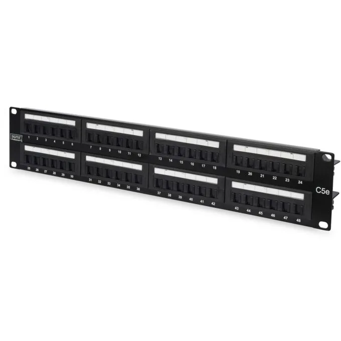 DIGITUS Patch Panel - 2HE - 48-Port Cat5e Unshielded Black — image 1