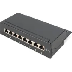 DIGITUS Patchpanel 1HE 8-Port Cat6 Shielded Black - Black