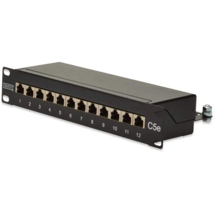 DIGITUS Patchpanel 1U 12-Port Cat5e ClassD Shielded - Black — image 1