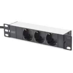 DIGITUS Power Strip 1U 3-Gang Aluminum 2m Lead