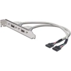 DIGITUS Slotblech 2xUSB A to IDC 2x5Pin - 0.25 m USB 2.0 Cable UL2725