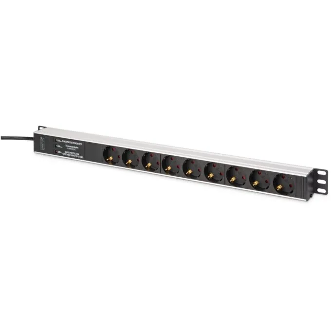 DIGITUS Steckdosenleiste 9-fach 19' Alu. 1HE 2m schwarz - Characteristics — image 1