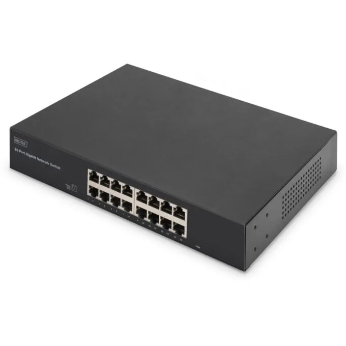 DIGITUS Switch 16-Port Gigabit - 19" Rackmount Unmanaged - Black — image 1