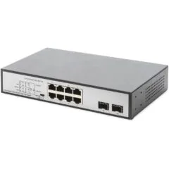DIGITUS Switch 8-Port Gigabit PoE Unmanaged - Black - 180W Budget