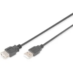 DIGITUS USB 2.0 Extension Cable Type A to Type A - Male to Female - 3.0 m - Black