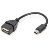 DIGITUS USB 2.0 OTG Adapter - Mini-B Male to USB-A Female - 0.2m - Black