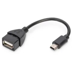DIGITUS USB 2.0 OTG Adapter - Mini-B Male to USB-A Female - 0.2m - Black