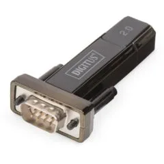 DIGITUS USB 2.0 Serial Adapter - Black - USB to RS-232, Plug-and-Play