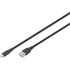 DIGITUS USB 2.0 USB-A to Lightning Cable Silicone 1m MFI Black