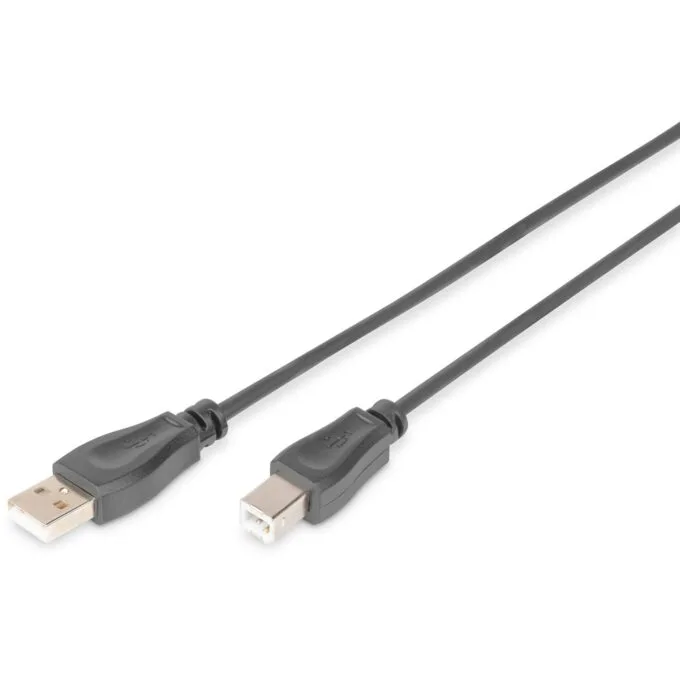 DIGITUS USB 2.0 USB-A to USB-B Cable, Stainless Steel, 1.8m — image 1
