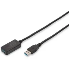 Digitus USB 3.0 Active Extension Cable A to A - USB 3.2 Gen 1 - Black, 5 m