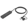 DIGITUS USB 3.0 Hub 4-Port Slim - USB-C Hub, 1.2m Cable
