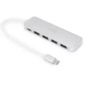 DIGITUS USB-C Hub 4-Port USB 3.0 with PD - Aluminium Silver, 0.2 m Cable
