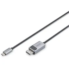 DIGITUS USB-C to DisplayPort Cable 8K Bidirectional - USB-C DP Alt-Mode, 2m, Black