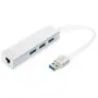Digitus USB-Hub 3-Port USB 3.0 + 1x Gigabit LAN - Aluminium Silver/White