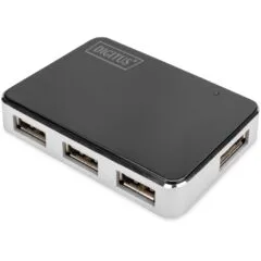 DIGITUS USB-Hub 4-Port USB 2.0 - Black & Silver - 0.66 m Cable