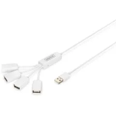 DIGITUS USB Hub 4-Port USB 2.0 - White, 1.0 m Cable