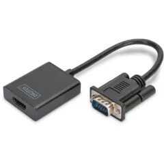 DIGITUS VGA to HDMI + Audio Converter - Black, 0.15 m