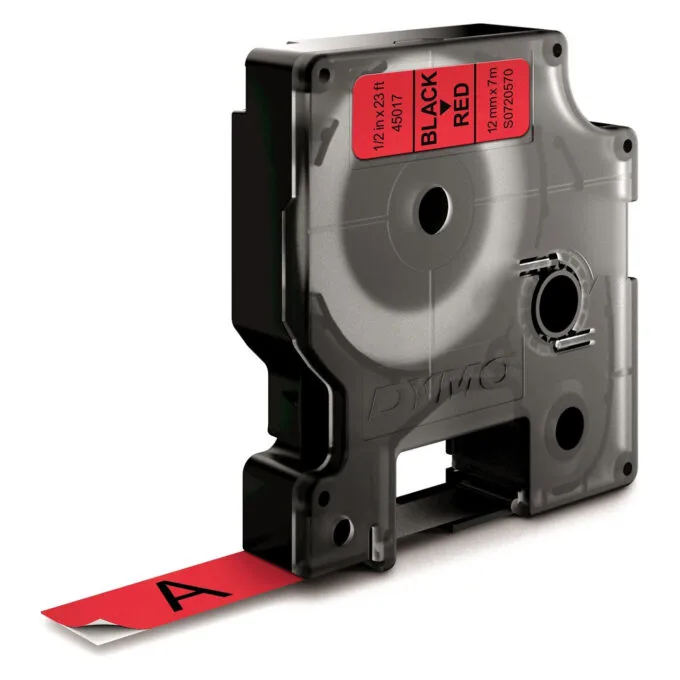 Dymo LabelWriter - D1 Etiketten Selbstklebend - 12 mm x 7 m - Schwarz auf Rot - — image 1