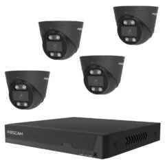 FOSCAM FN9108E-T4-2T Überwachungskameraset 4 Kameras mit Recorder Schwarz