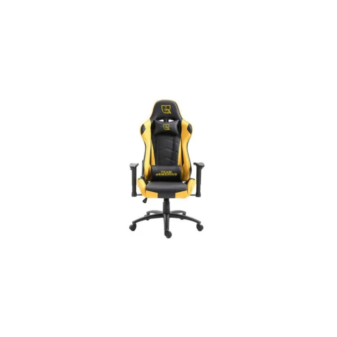 Gaming Chair Team Armenius - TA-GC001 - Black/Yellow PVC Leather, 2D Adjustable Armrests, Steel Frame, 90–180° Recline — image 1