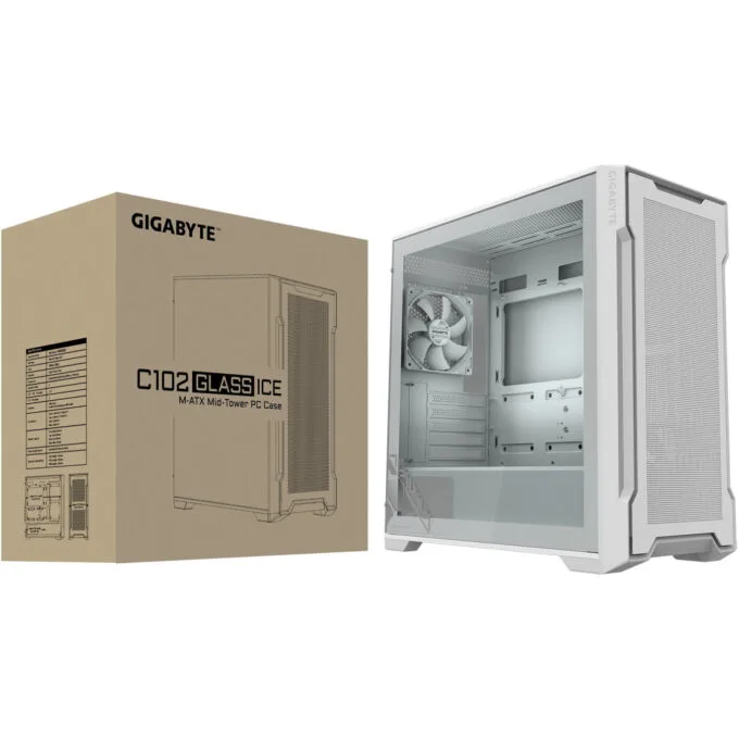 GIGABYTE C102GI Mini-ATX Mid-Tower Case - White, Tempered Glass, 360mm Radiator Support, 410mm GPU — image 8