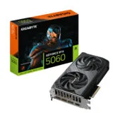 Gigabyte GeForce RTX 5060 Windforce - 8GB GDDR7, 2497 MHz, PCIe 5.0, Black, WINDFORCE 2X