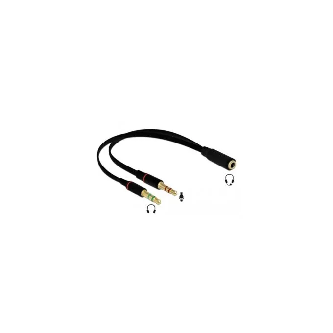 Headset Adapter - 1x3.5mm jack socket to 2x3.5mm 3-pin jack plug — image 2