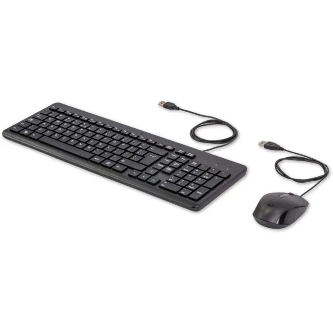 HP 150 Wired Mouse and Keyboard - Black, USB Membrane Keyboard, QWERTY, 2pc Bundle — image 2