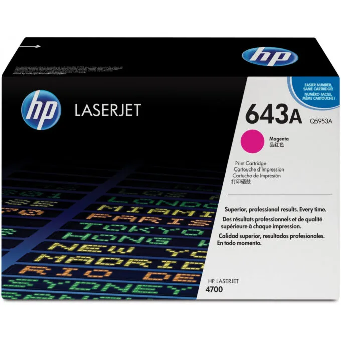 HP 643A Original Colour LaserJet Toner Cartridge - Q5953A - Magenta, Standard Yield 10,000 pages — image 1