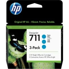HP 711 Original Cyan Ink Cartridge - 711 - Cyan, Original, Standard Capacity, 3-pack