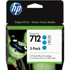 HP 712 3-Pack 29-ml Cyan DesignJet Ink Cartridge - 712 - Cyan