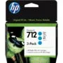 HP 712 3-Pack 29-ml Cyan DesignJet Ink Cartridge - 712 - Cyan