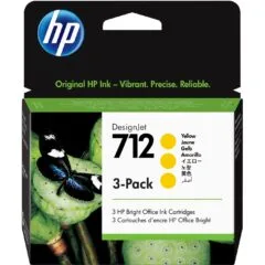 HP 712 Yellow DesignJet Ink Cartridge - 3-Pack (29 ml each) - Model 712 - Color: Yellow