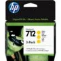 HP 712 Yellow DesignJet Ink Cartridge - 3-Pack (29 ml each) - Model 712 - Color: Yellow