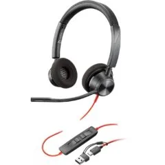 HP Poly Blackwire 3320 Stereo USB-C Headset + USB-C Adapter - 213934-01 - Black