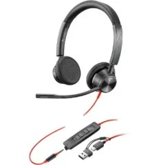 HP Poly Blackwire 3325 USB-C Stereo Headset - On-Ear, 3.5mm