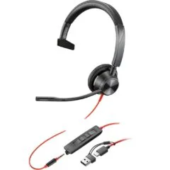 HP Poly Blackwire C3315 Mono Headset - C3315 - Black, On-ear, USB-C & 3.5mm, Multi-platform