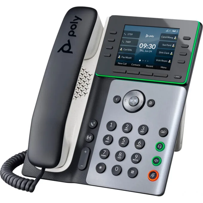 HP Poly Edge E300 IP Desk Phone - E300 - Black, 8-line, 3.5" IPS, Gigabit Ethernet, PoE — image 3
