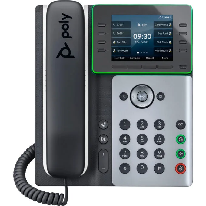 HP Poly Edge E300 IP Desk Phone - E300 - Black, 8-line, 3.5" IPS, Gigabit Ethernet, PoE — image 1