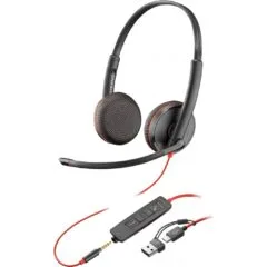 HP Poly Headset Blackwire C3225 Stereo USB-C & 3.5 mm - C3225 - Black