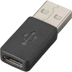 HP Poly USB-A to USB-C Adapter - Black, Compact High-Speed USB Converter